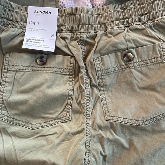 🌸 5 for $25 // Sonoma Olive Green Capri Pants Size 4 - Picture 3 of 6